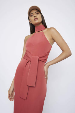 Dress THE "CHAIN" DRESS RED WRAP MIDI DRESS