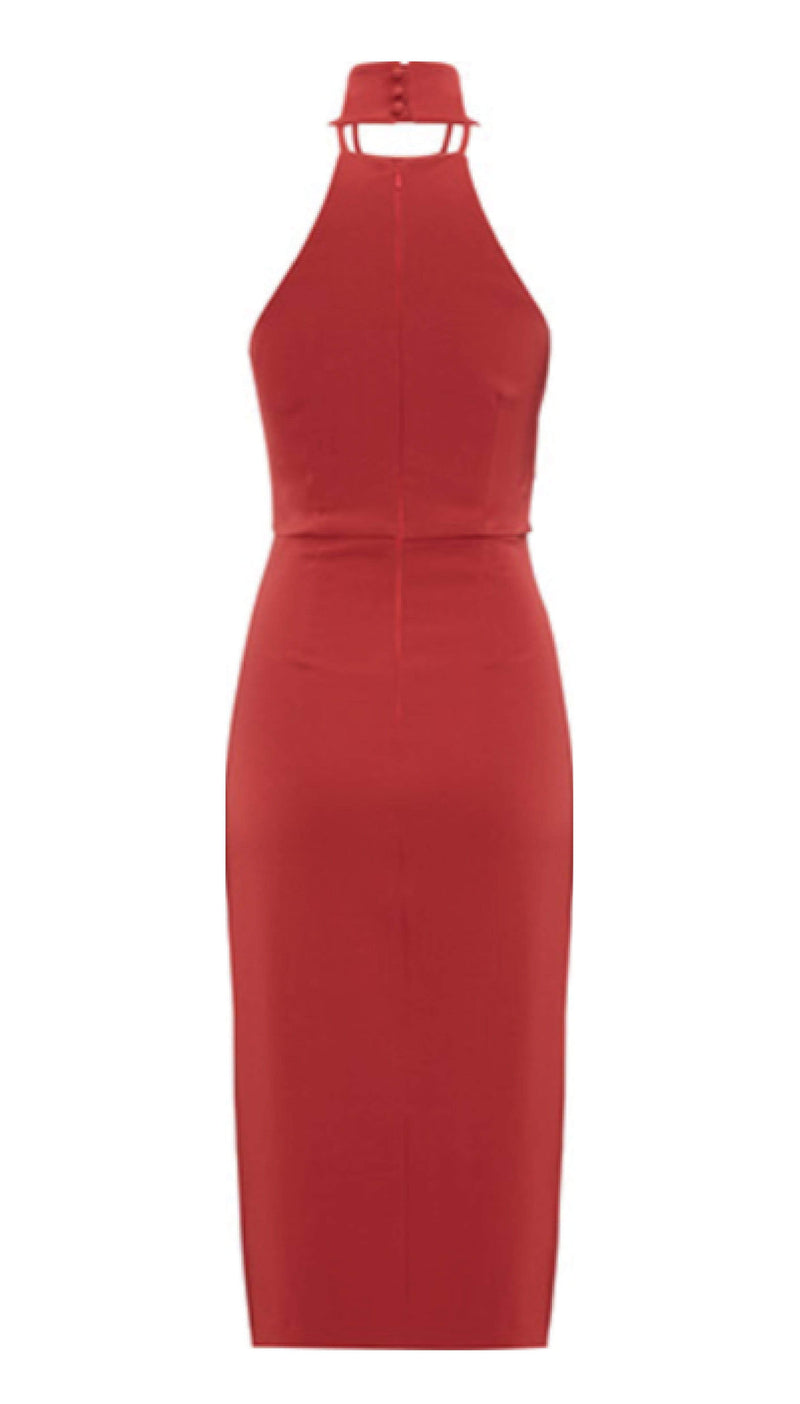 Dress THE "CHAIN" DRESS RED WRAP MIDI DRESS