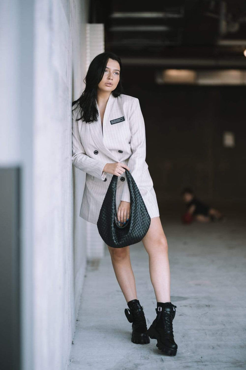 Dress THE “TRIAL” PINSTRIPE SUIT BLAZER DRESS