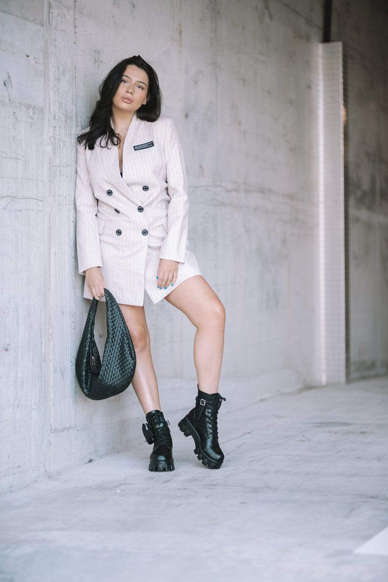 Dress THE “TRIAL” PINSTRIPE SUIT BLAZER DRESS
