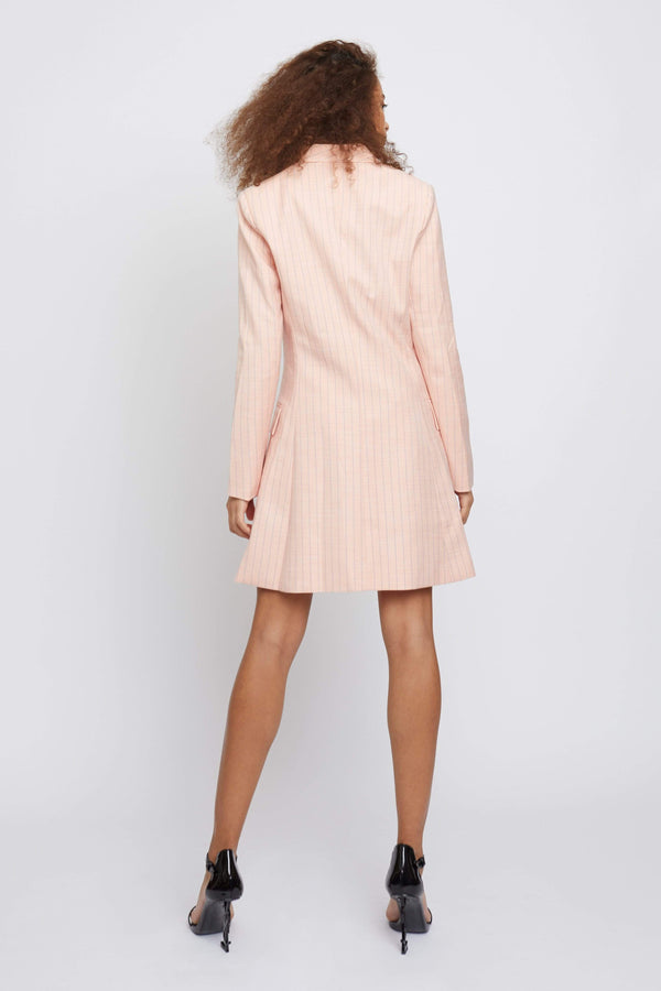 Dress THE “TRIAL” PINSTRIPE SUIT BLAZER DRESS PEACH