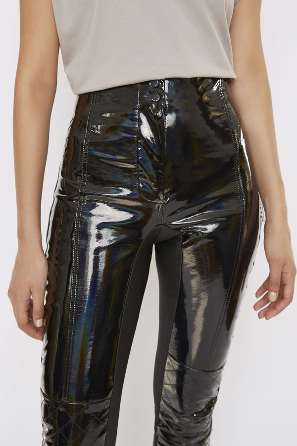 THE 'TURBULENT' HOLOGRAPHIC HIGH-WAISTED BIKER TROUSER - Pants - Whyte Studio